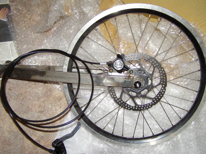 Rear fork with wheel and brake