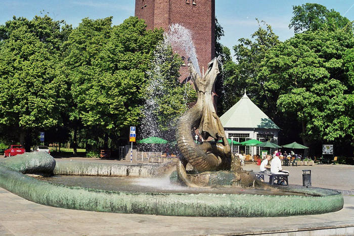 Brunnen auf dem Markplatz in Trelleborg