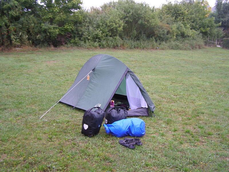 The tent at the camping site totally wet...