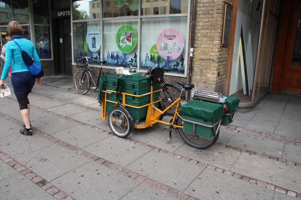 Postfahrrad auf Dänisch.
